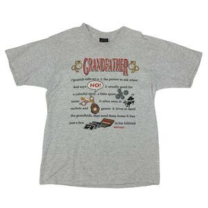 Vintage Grandfather Definition T Shirt Men's Size L Gray Short Sleeve Made USA